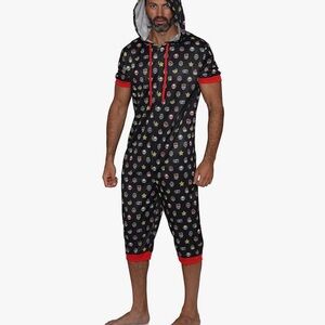 Nintendo Men's Onesie Character Black Hooded Pajamas